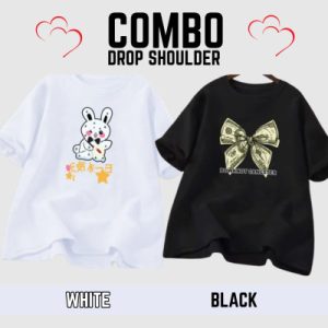2 Pcs Combo Lovely Drop shoulder T-shirt for Women