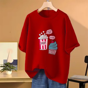 Drop shoulder T-shirt for Women (Red)